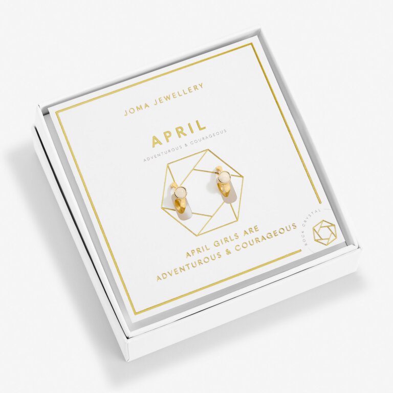 Joma Jewellery Birthstone Hoop Earring April Gold Plated Earrings