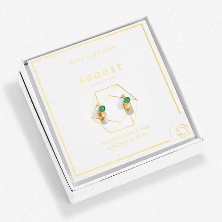 Joma Jewellery Birthstone Hoop Earring August Gold Plated Earrings