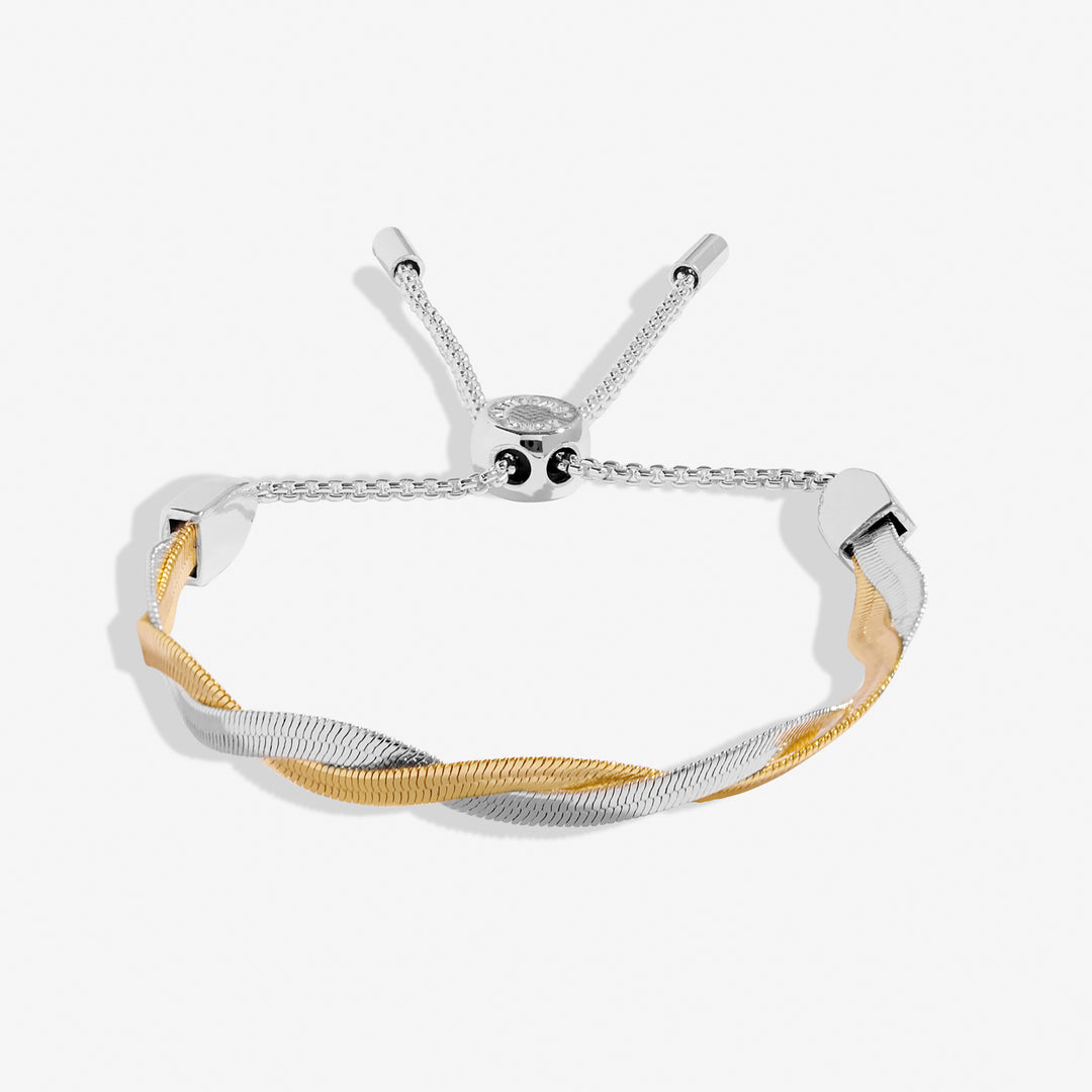 Joma Jewellery Bracelet Bar Twisted Snake Chain Silver & Gold Plated Bracelet