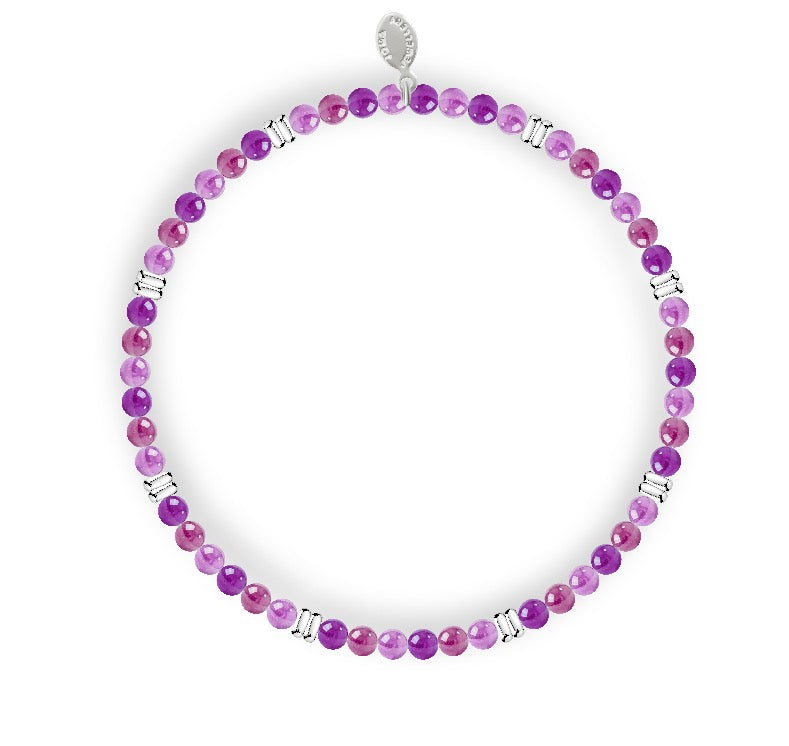 Joma Jewellery Design Bar Amethyst Spacers Silver Plated Bracelet