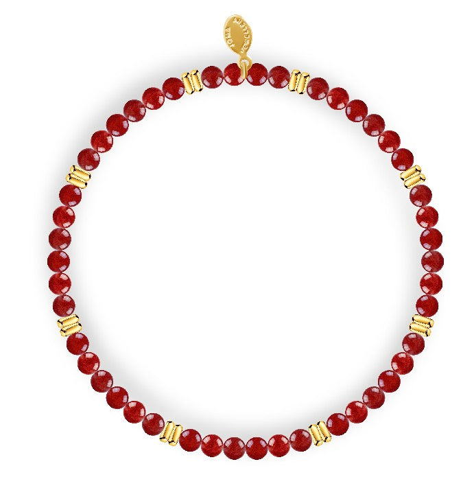 Joma Jewellery Design Bar Garnet Spacers Gold Bracelet