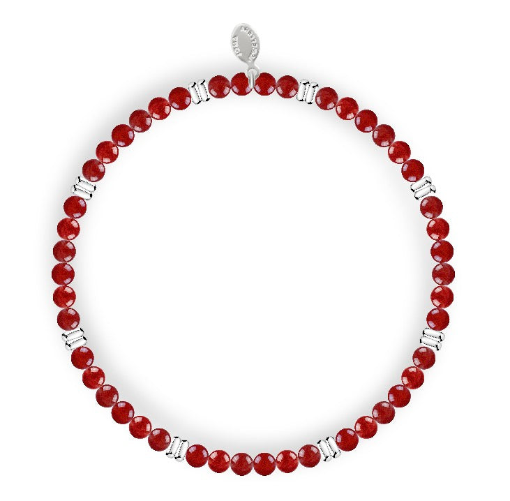 Joma Jewellery Design Bar Garnet Spacers Silver Plated Bracelet