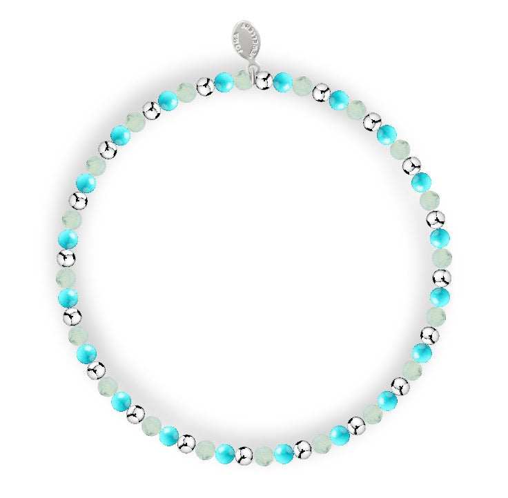 Joma Jewellery Design Bar Turquoise and Amazonite Tonal Silver Plated Bracelet
