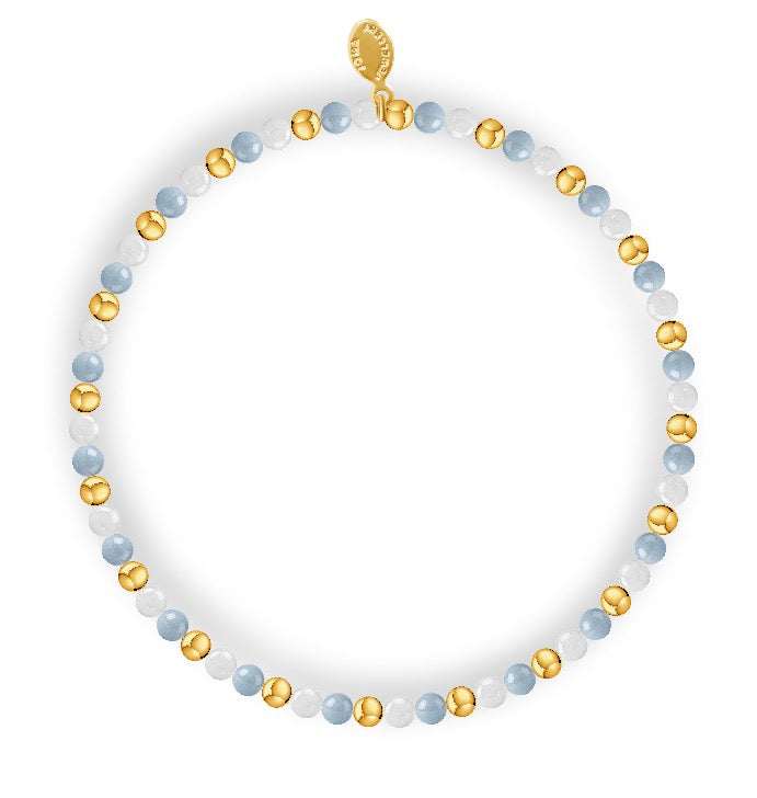 Joma Jewellery Design Bar Aqua and White Tonal Gold Bracelet