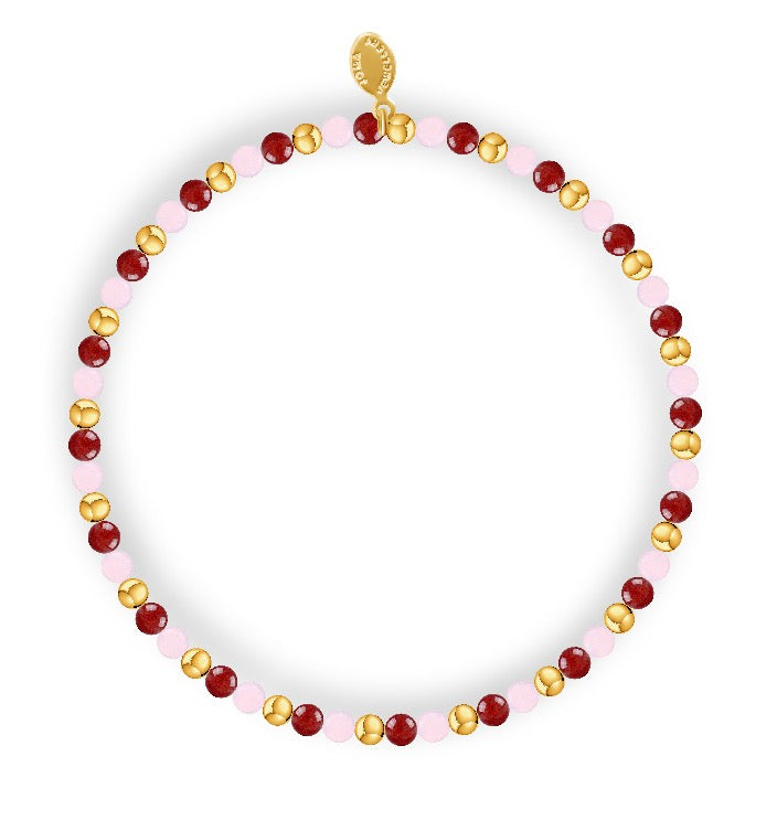 Joma Jewellery Design Bar Garnet and Rose Tonal Gold Plated Bracelet