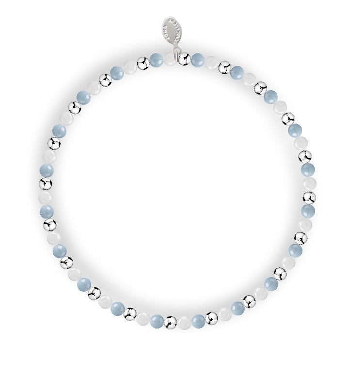 Joma Jewellery Design Bar Aqua and White Tonal Silver Bracelet