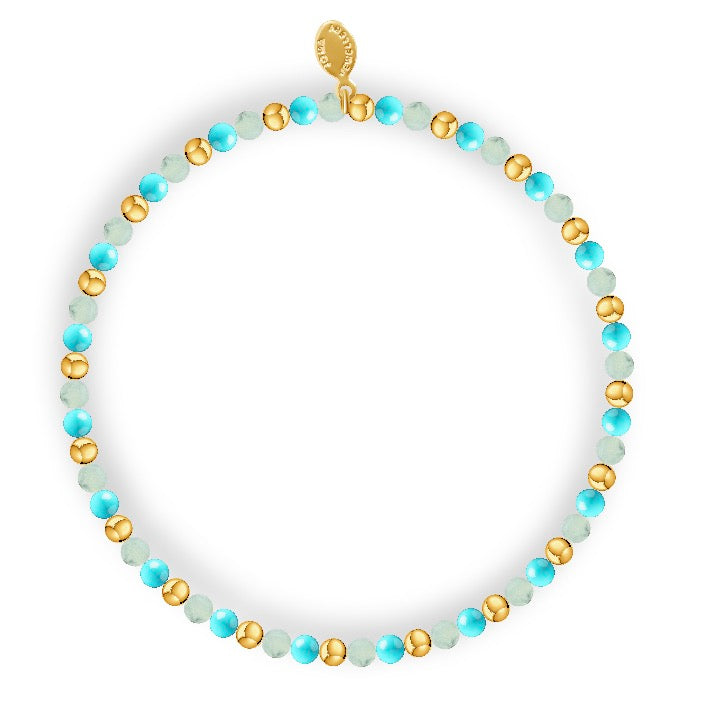 Joma Jewellery Design Bar Turquoise and Amazonite Tonal Gold Plated Bracelet
