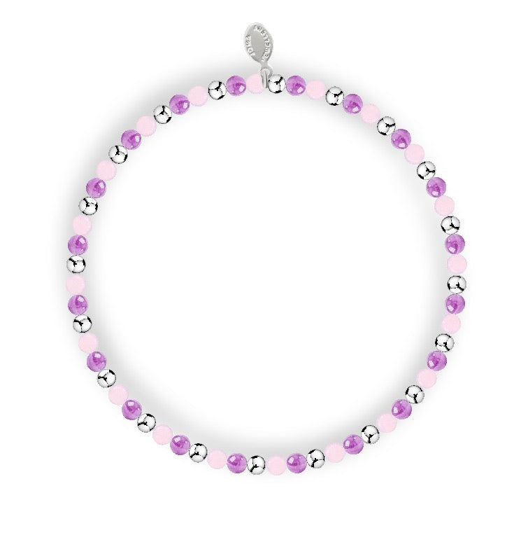 Joma Jewellery Design Bar Amethyst and Rose Tonal Silver Plated Bracelet