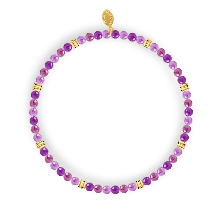 Joma Jewellery Design Bar Amethyst spacers Gold Plated Bracelet