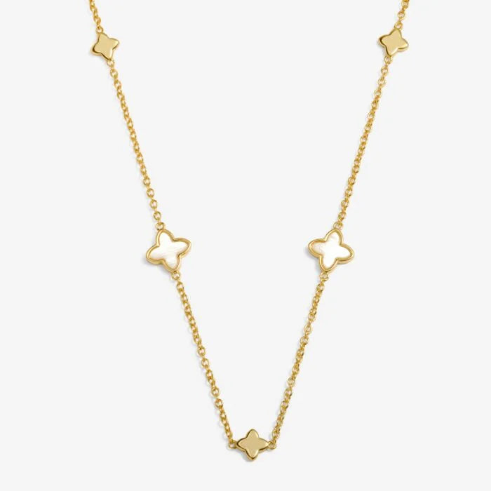 Joma Jewellery Loved By You Mother Of Pearl Clover Gold Plated Necklace