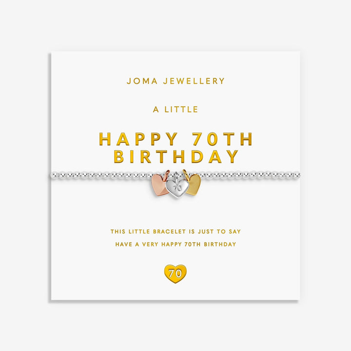 Joma Jewellery A Little Charmed Moments Happy 70Th Birthday Silver, Gold & Rose Gold Plated Bracelet