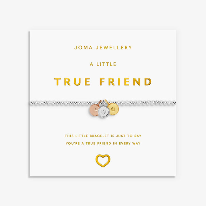 Joma Jewellery A Little Charmed Moments True Friend Silver, Gold & Rose Gold Plated Bracelet