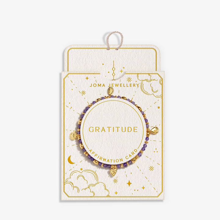 Joma Jewellery Affirmation Card Gratitude Gold Plated Bracelet