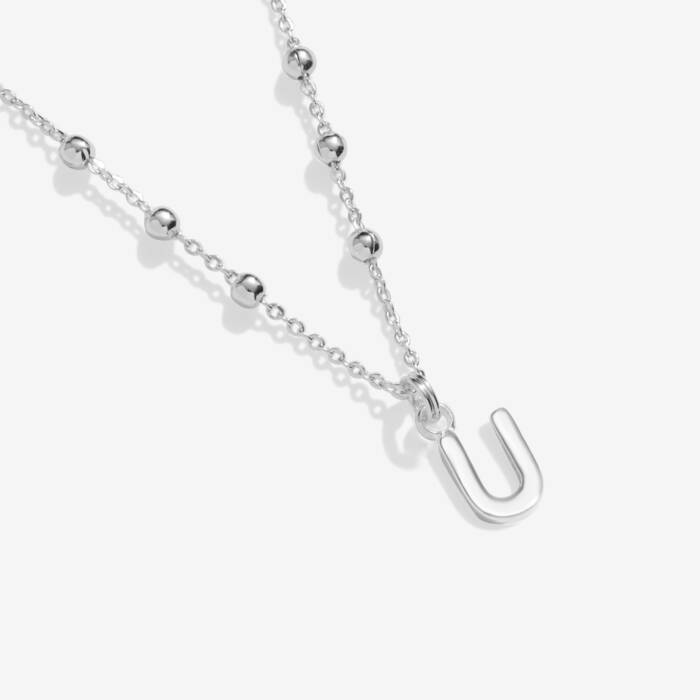 Joma Jewellery Alphabet Necklace A Little U Silver Plated Necklace