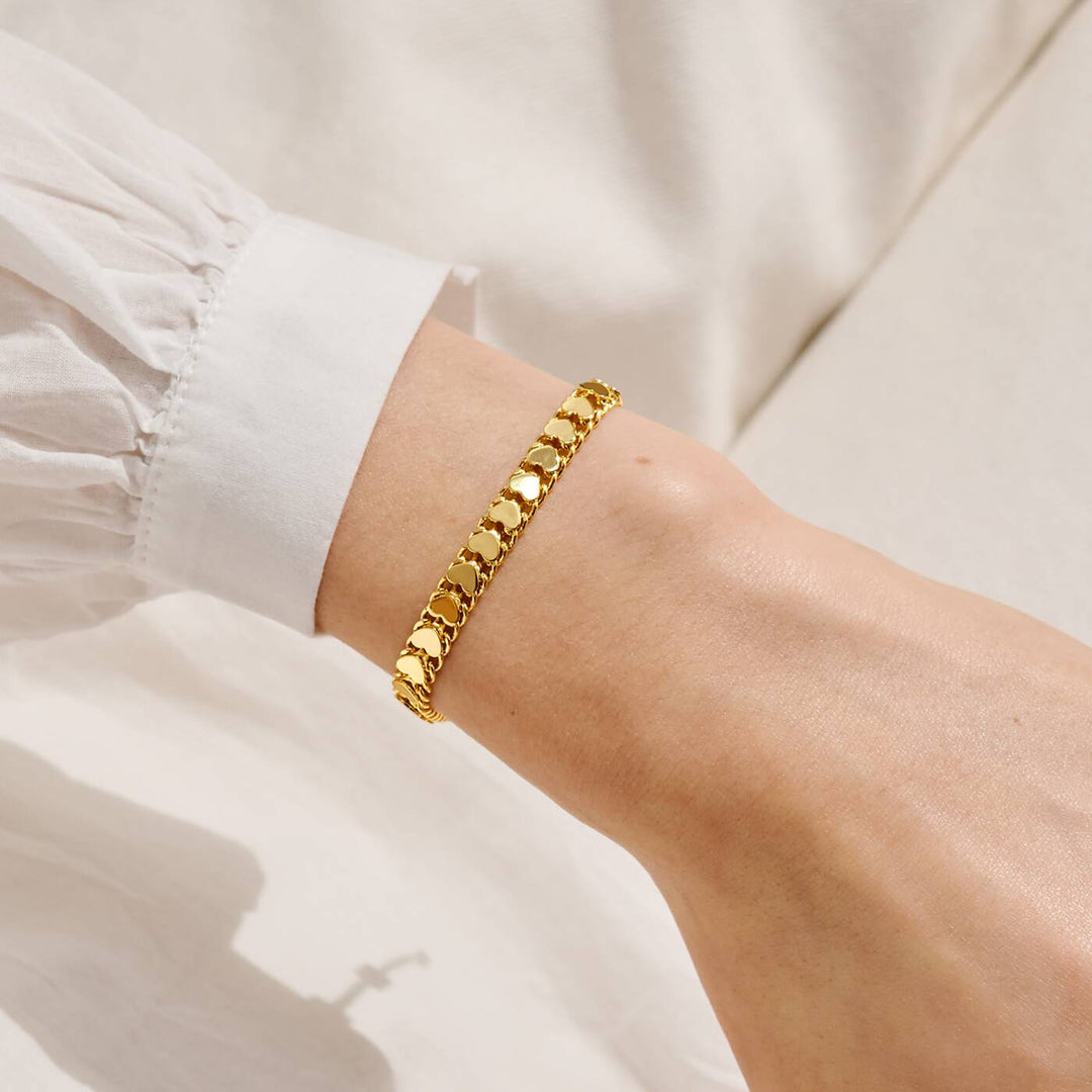 Joma Jewellery Bracelet Bar Heart Chain Gold Plated Bracelet