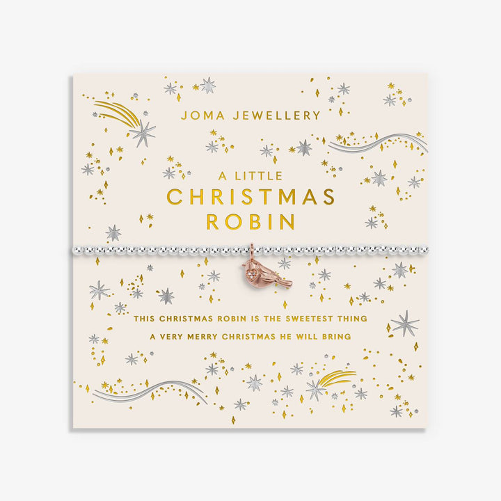 Joma Jewellery Christmas A Little Christmas Robin Silver & Rose Gold Plated Bracelet