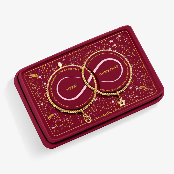 Joma Jewellery Christmas Infinity Bracelets Merry Christmas Gold Plated Linked Bracelets