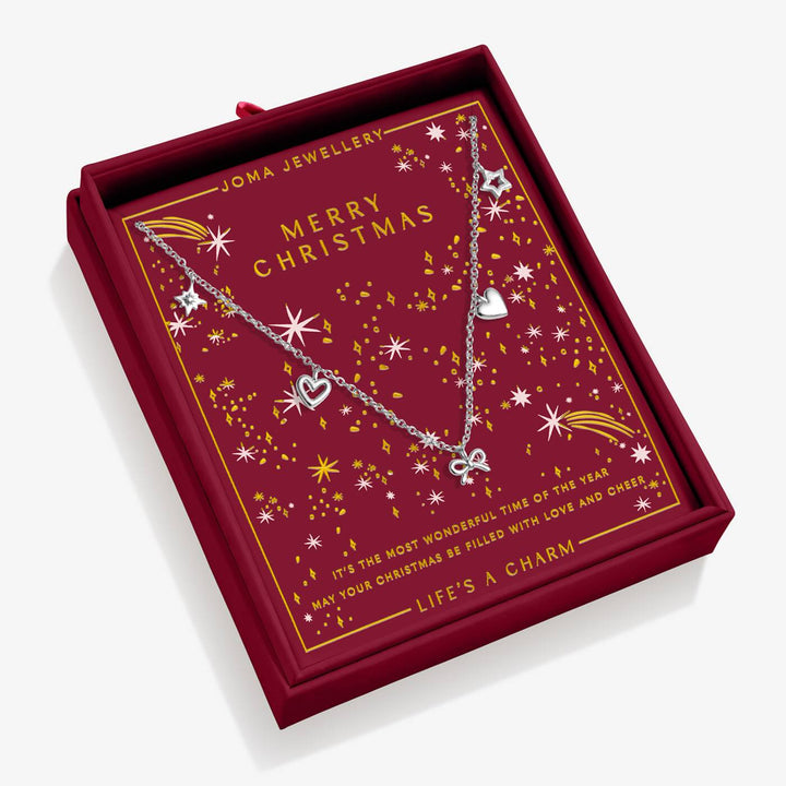 Joma Jewellery Christmas Life's A Charm Merry Christmas Silver Plated Necklace