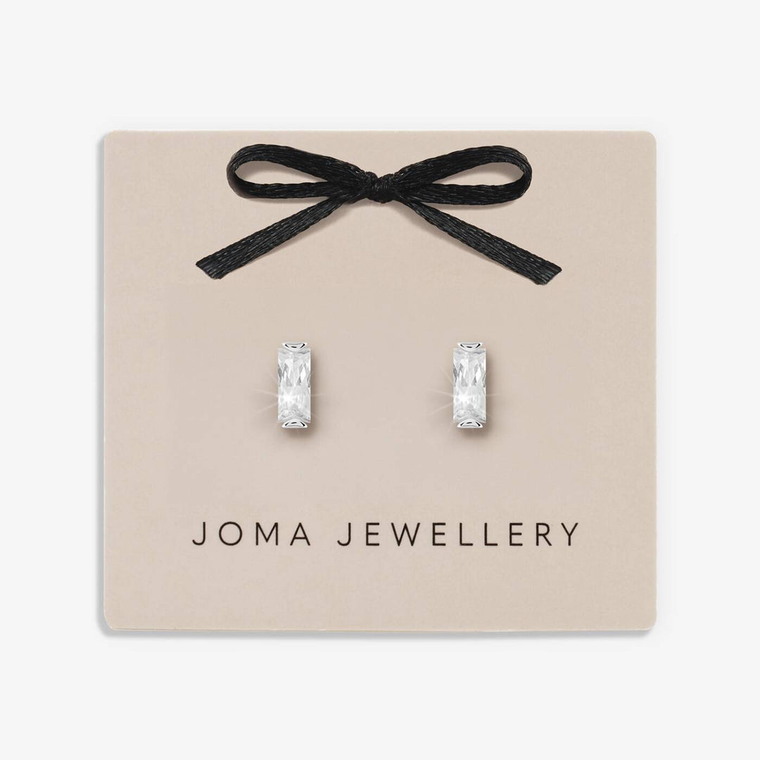 Joma Jewellery Classic Collection Baguette CZ Silver Plated Stud Earrings
