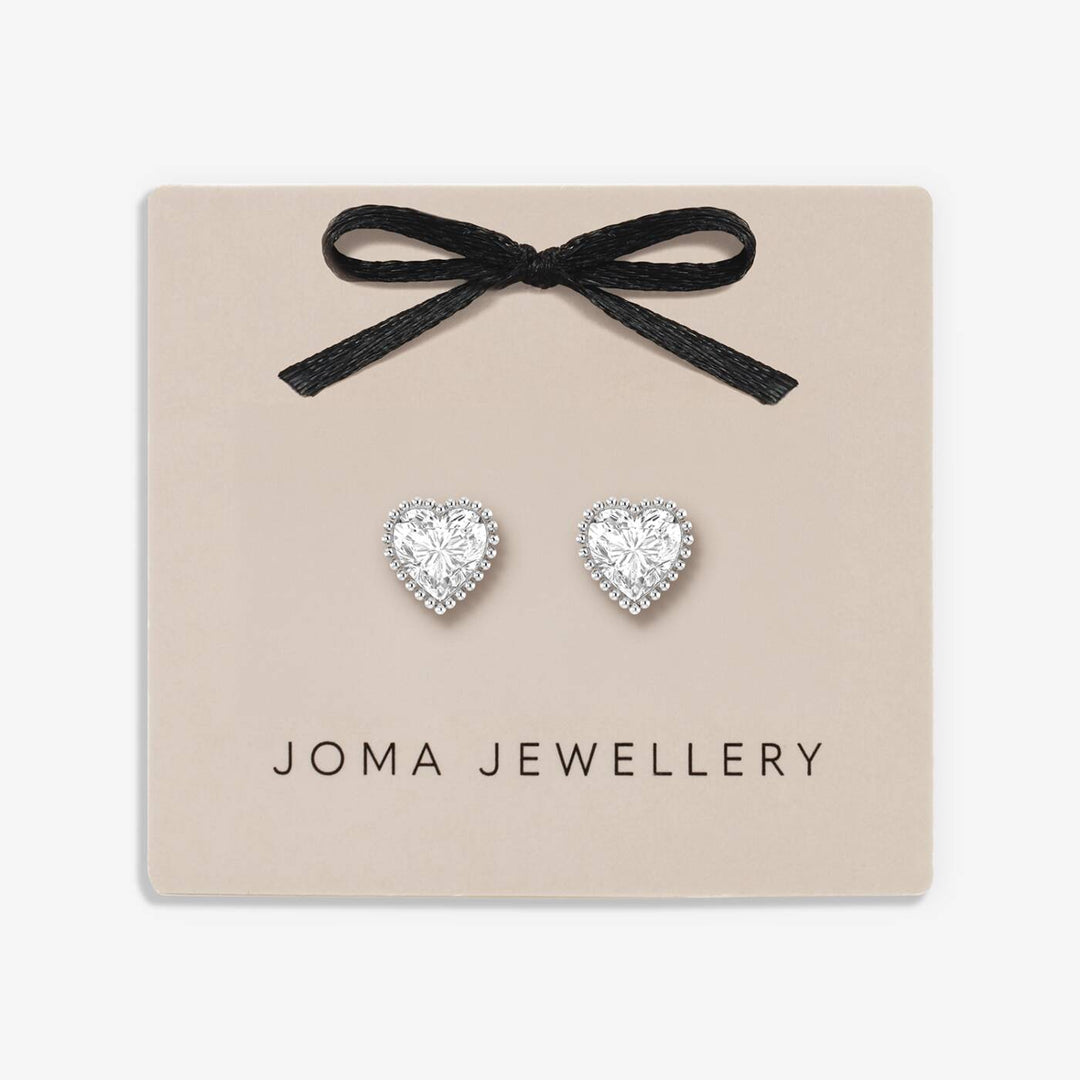 Joma Jewellery Classic Collection CZ Heart Silver Plated Stud Earrings