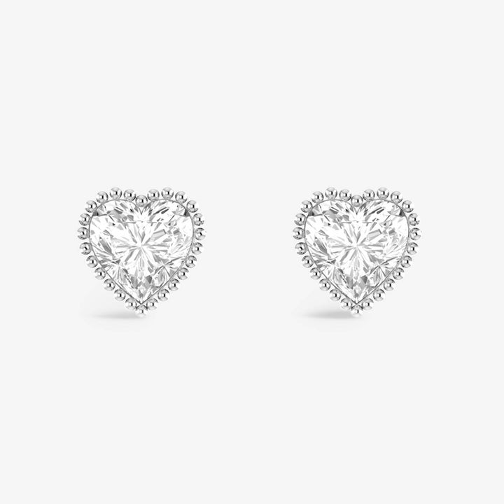Joma Jewellery Classic Collection CZ Heart Silver Plated Stud Earrings