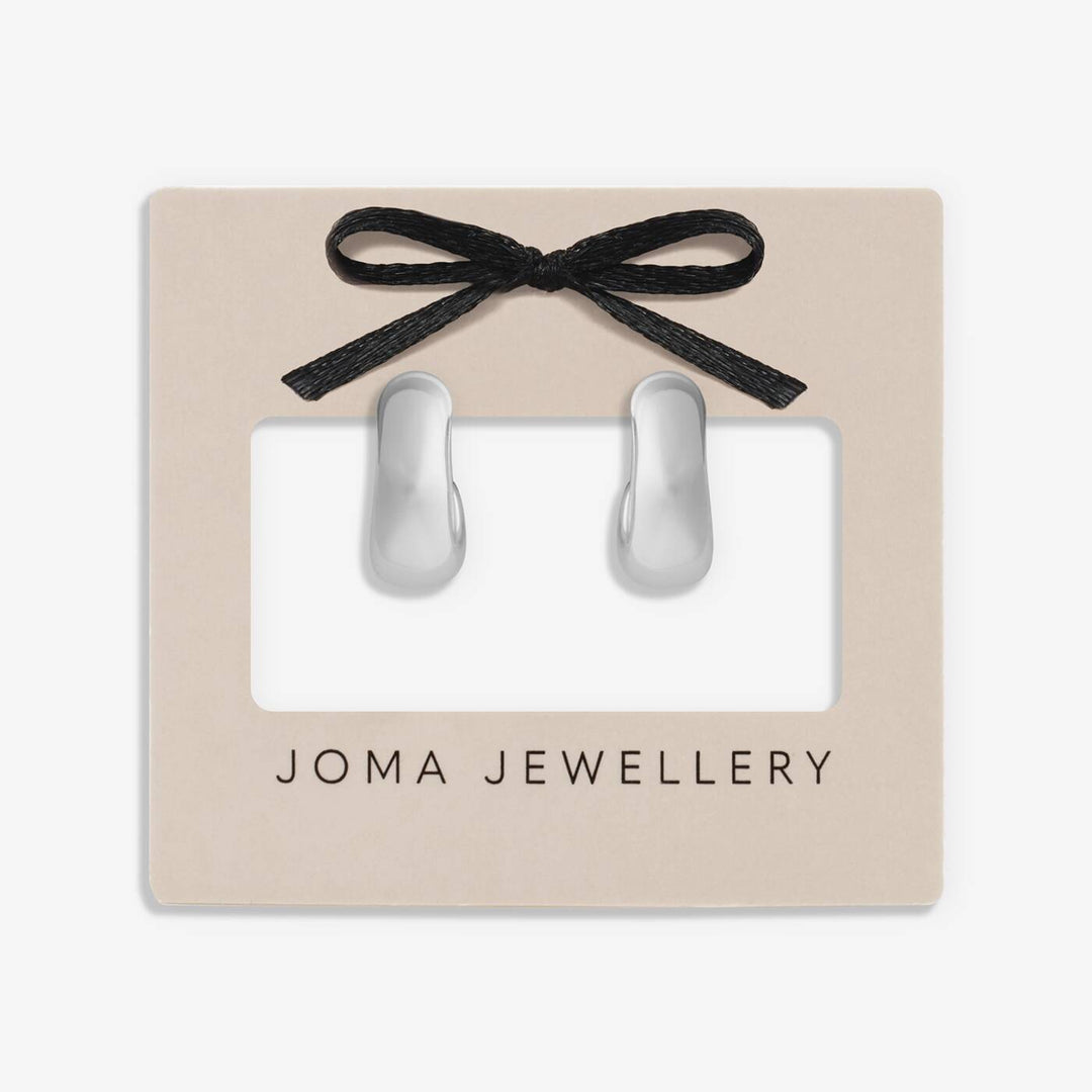 Joma Jewellery Classic Collection Dome Huggie Silver Plated Hoop Earrings