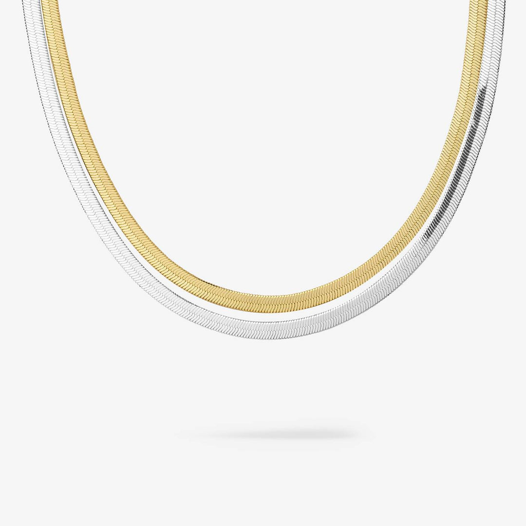 Joma Jewellery Classic Collection Double Layered Snake Chain Silver & Gold Plated Necklace