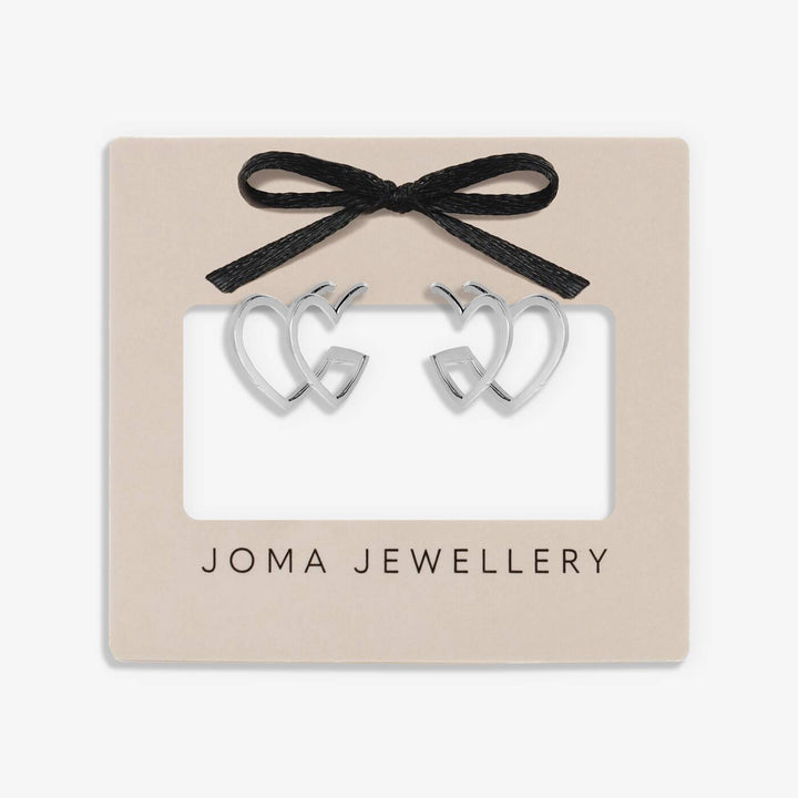 Joma Jewellery Classic Collection Heart Illusion Silver Plated Hoop Earrings