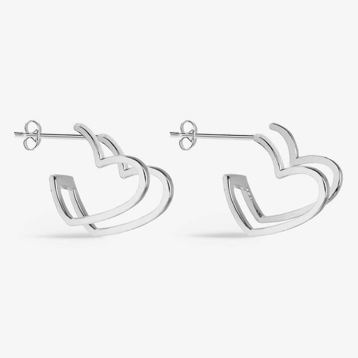 Joma Jewellery Classic Collection Heart Illusion Silver Plated Hoop Earrings