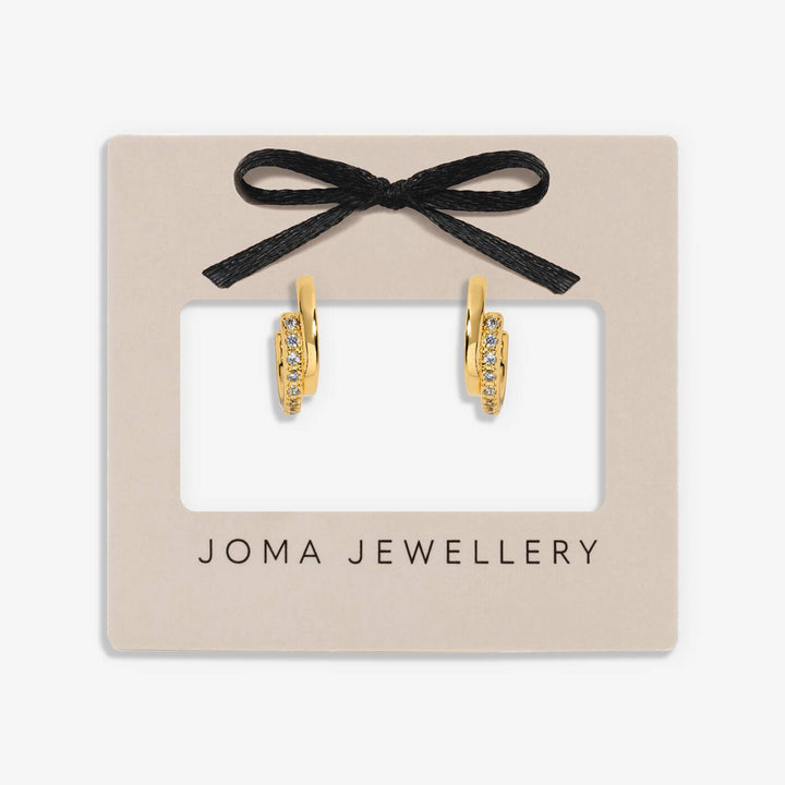 Joma Jewellery Classic Collection Pave Double Gold Plated Hoop Earrings