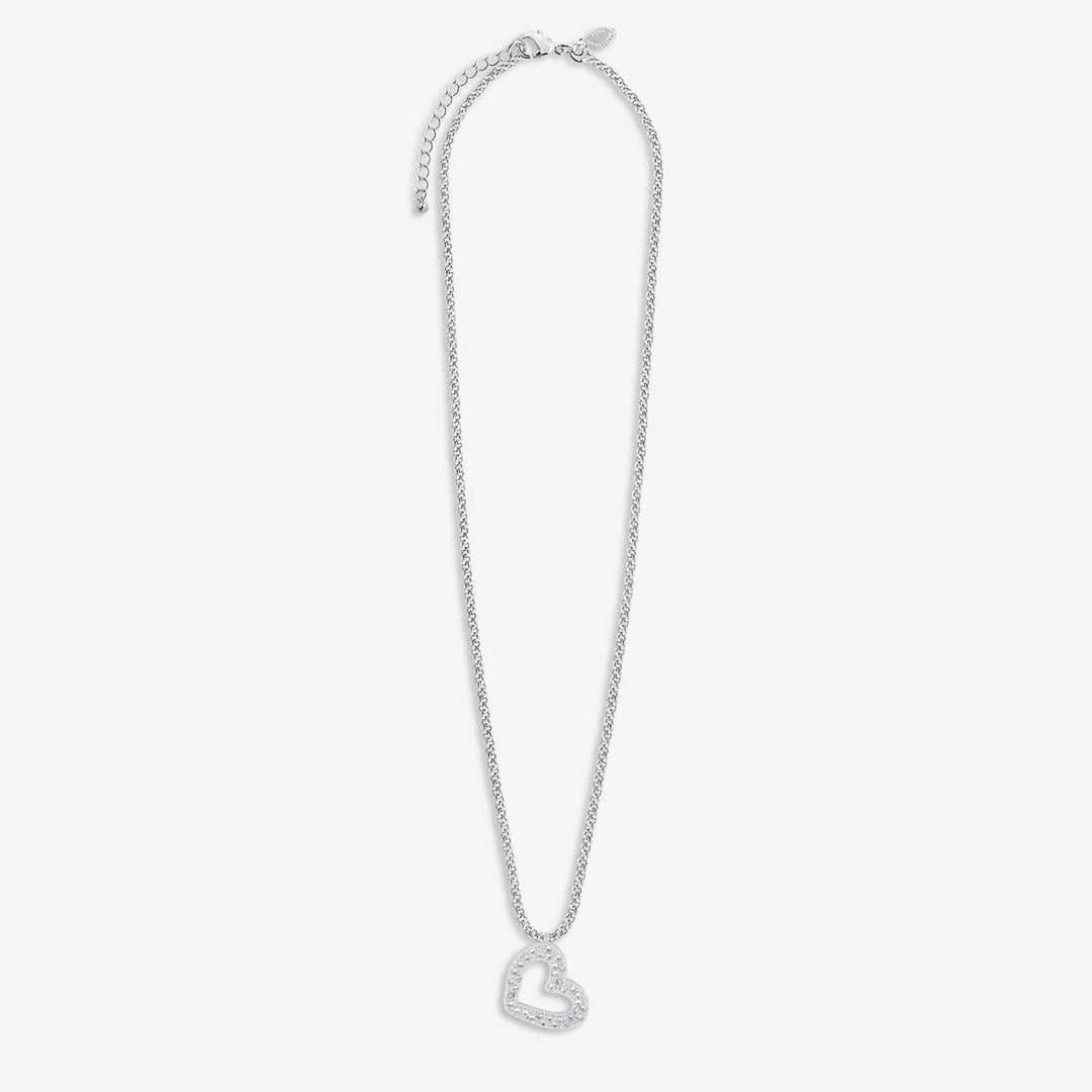 Joma Jewellery Classic Collection Pave Heart Pendant Silver Plated Necklace