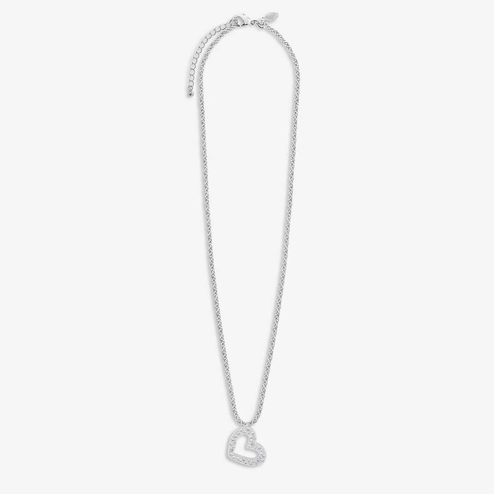 Joma Jewellery Classic Collection Pave Heart Pendant Silver Plated Necklace