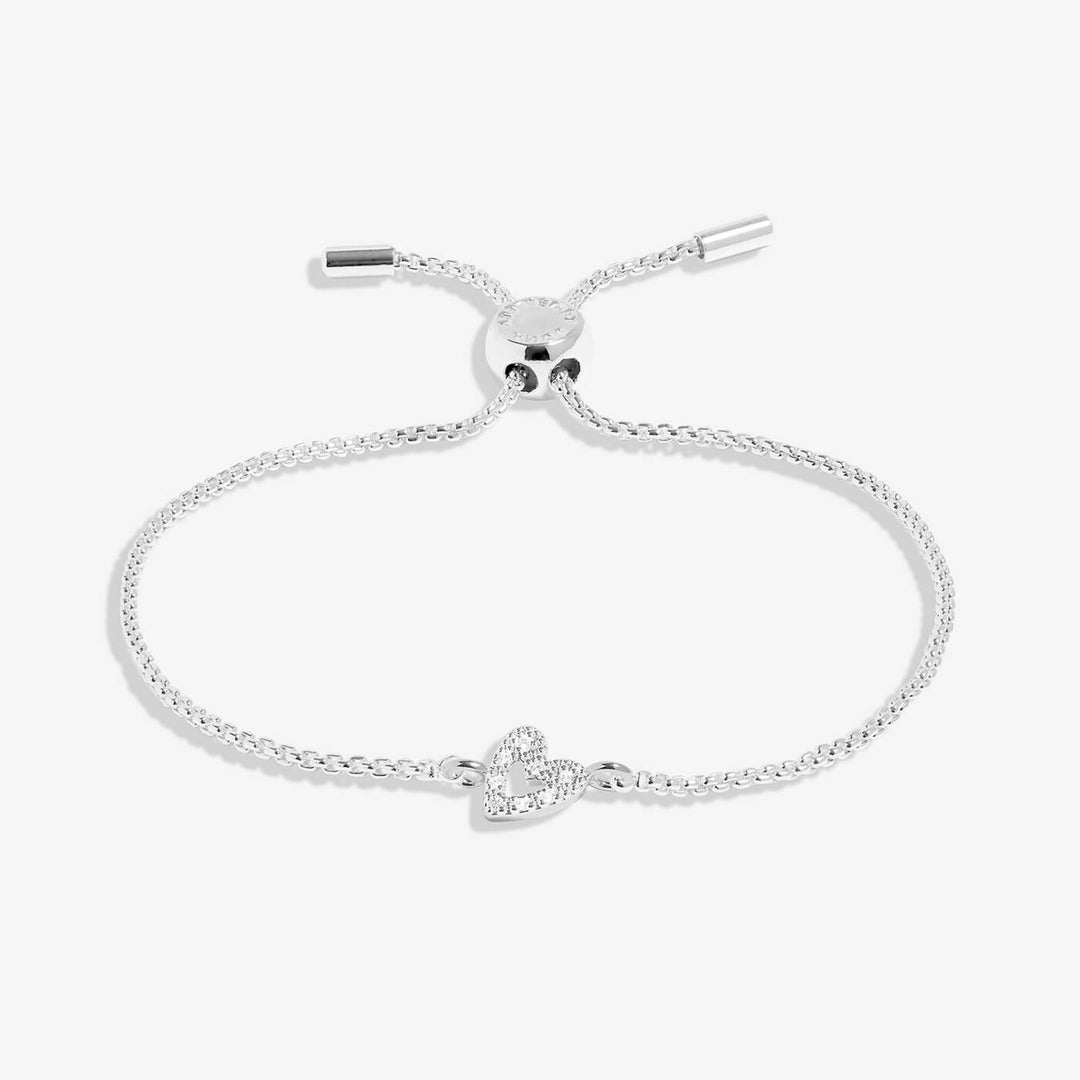 Joma Jewellery Classic Collection Pave Offset Heart Silver Plated Bracelet