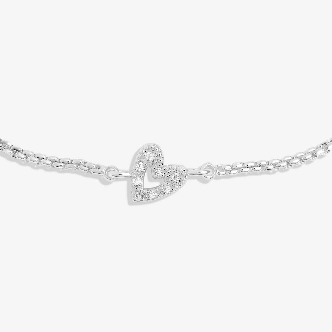 Joma Jewellery Classic Collection Pave Offset Heart Silver Plated Bracelet