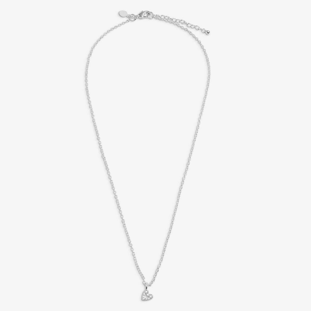 Joma Jewellery Classic Collection Pave Offset Heart Silver Plated Necklace