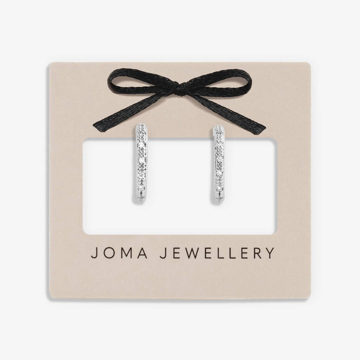 Joma Jewellery Classic Collection Pave Silver Plated Hoop Earrings