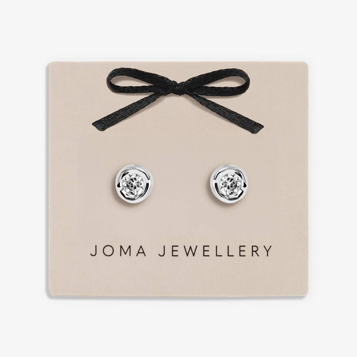 Joma Jewellery Classic Collection Solitaire CZ Silver Plated Stud Earrings