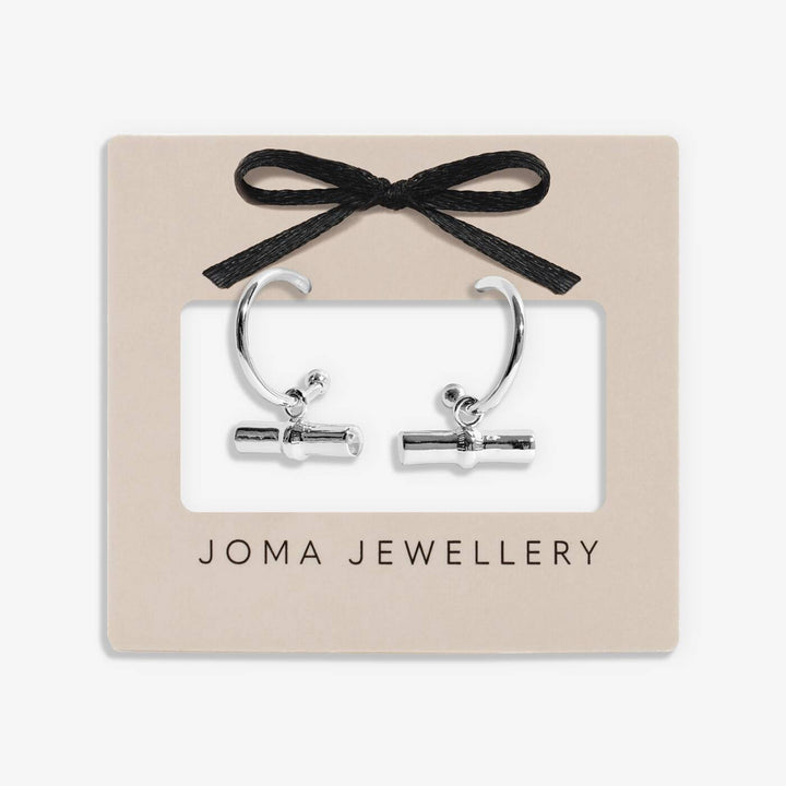 Joma Jewellery Classic Collection T-Bar Silver Plated Hoop Earrings