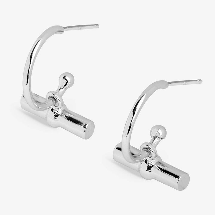 Joma Jewellery Classic Collection T-Bar Silver Plated Hoop Earrings