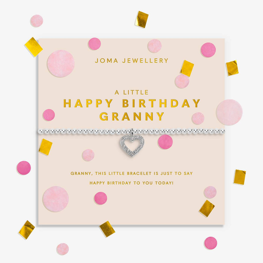 Joma Jewellery Confetti A Little Happy Birthday Granny Silver Plated Bracelet