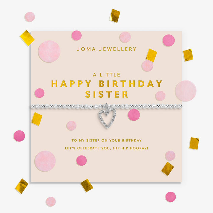 Joma Jewellery Confetti A Little Happy Birthday Sister Silver Plated Bracelet