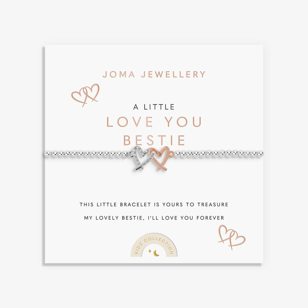 Joma Jewellery Kids' A Little Love You Bestie Silver & Rose Gold Plated Bracelet