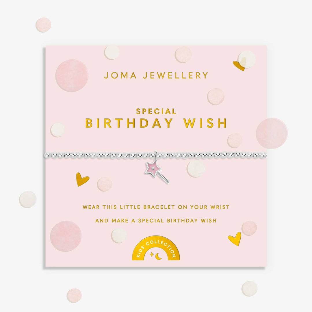 Joma Jewellery Kids' Confetti A Little Special Birthday Wish Silver Plated Bracelet
