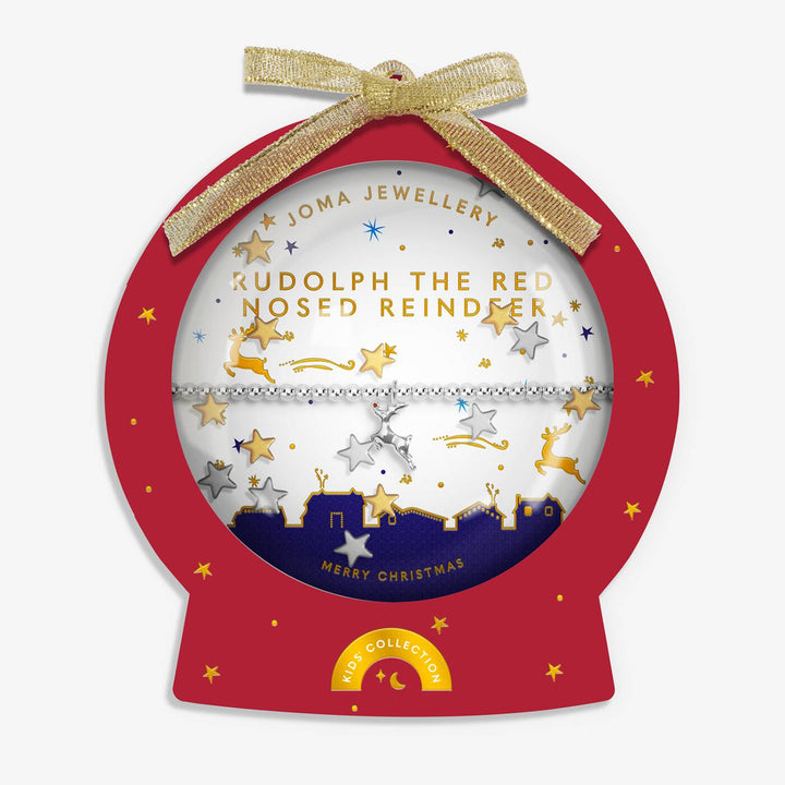 Joma Jewellery Kids' Snowglobe A Little Rudolph The Red Nosed Reindeer Silver Plated Bracelet