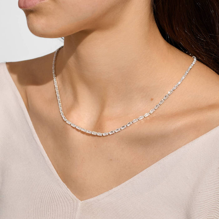 Joma Jewellery Loved By You Baguette Tennis Silver Plated Necklace