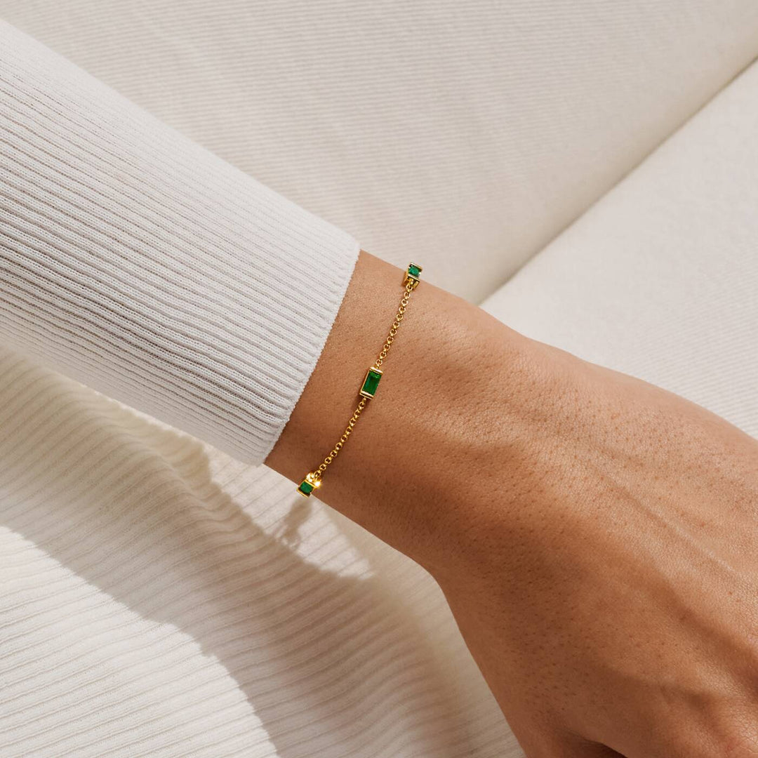 Joma Jewellery Loved By You Green CZ Gold Plated Bracelet