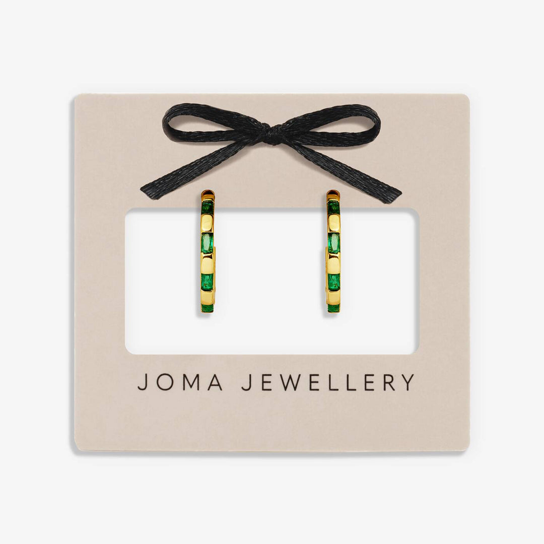Joma Jewellery Loved By You Green CZ Gold Plated Hoop Earrings
