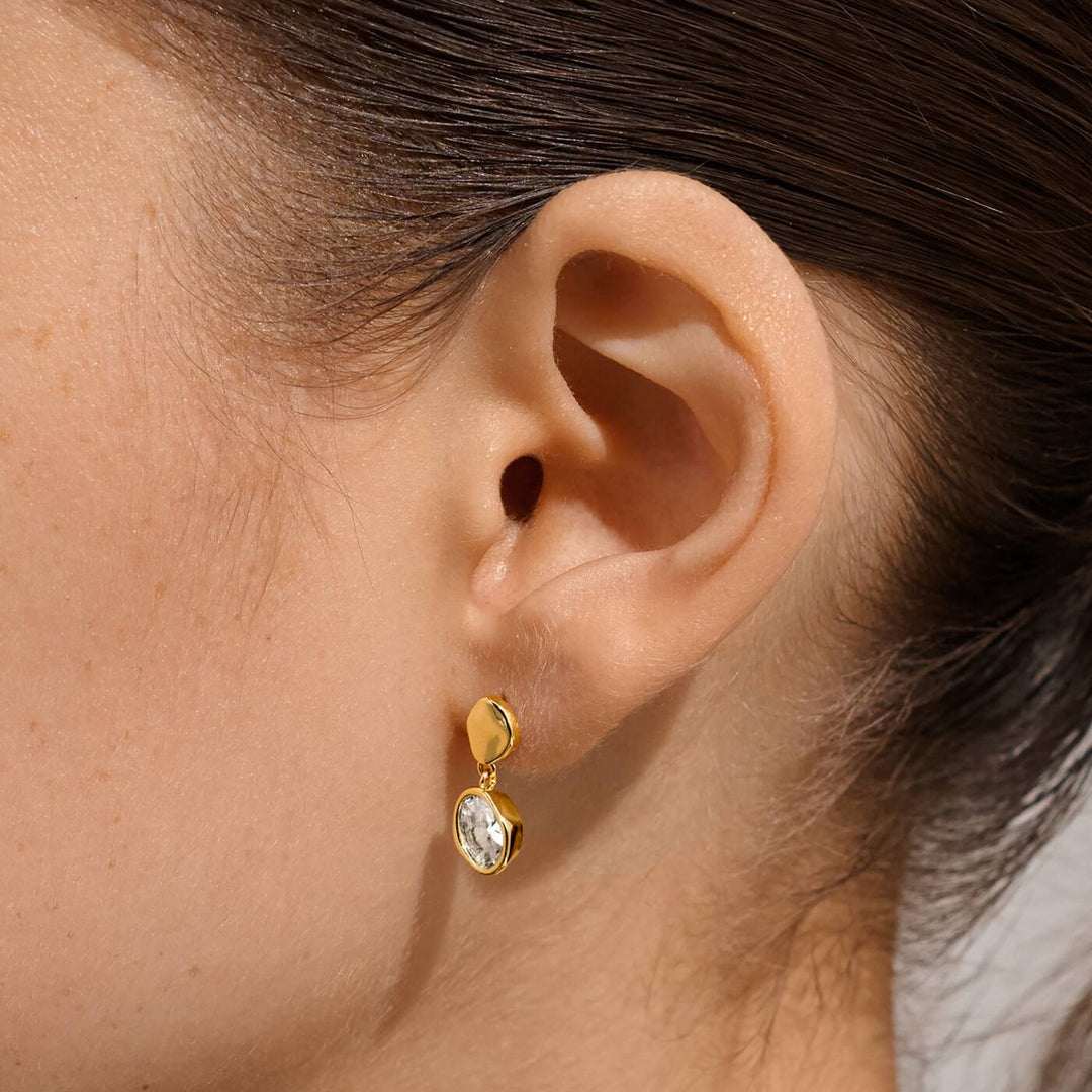 Joma Jewellery Loved By You Molten Gold Plated Drop Stud Earrings