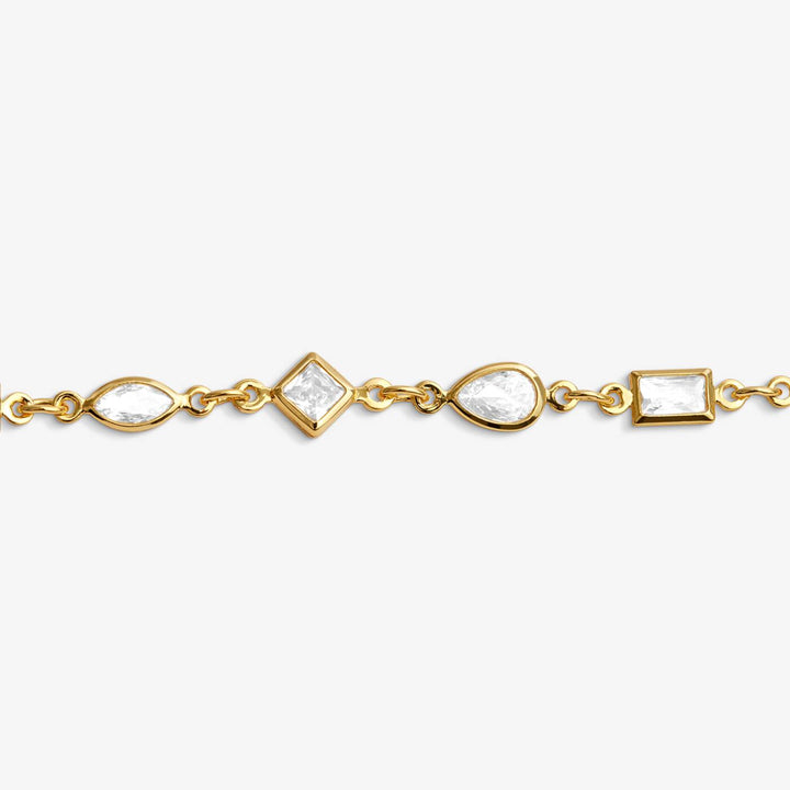 Joma Jewellery Loved By You Multi CZ Chain Gold Plated Bracelet