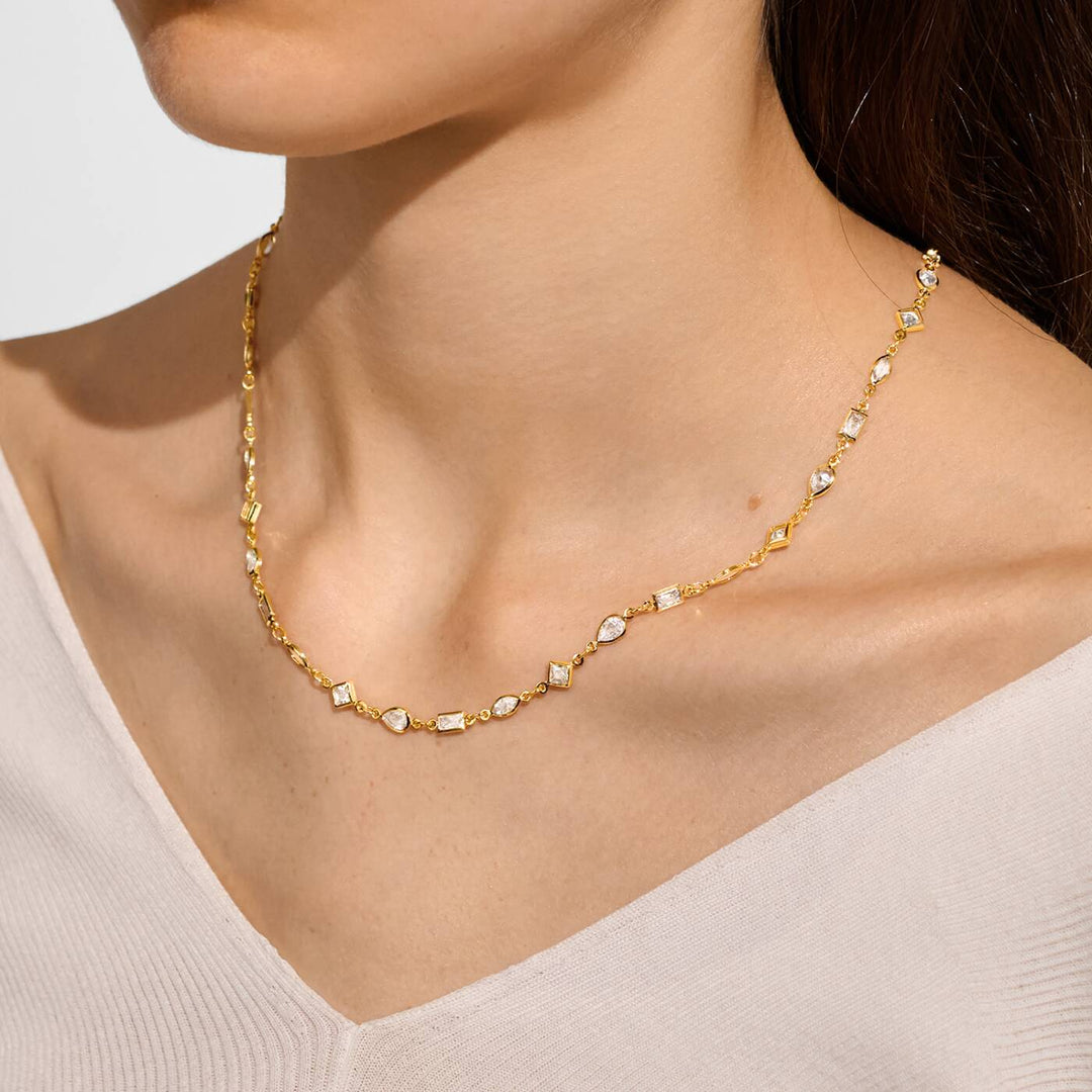 Joma Jewellery Loved By You Multi CZ Chain Gold Plated Necklace